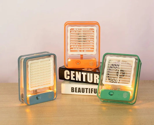 3 in 1 Rechargeable Portable Mini Air Cooler with Night Light Humidifier for Office & Home