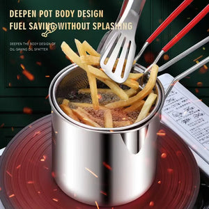 Deep Frying Pot Kitchen Fryer With Strainer Stainless Steel