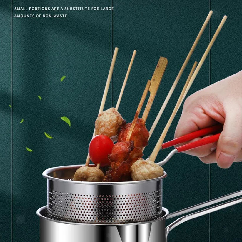 Deep Frying Pot Kitchen Fryer With Strainer Stainless Steel